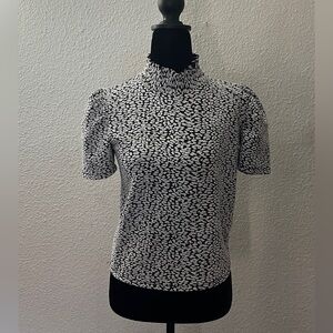 Zara Black and White Patterned Blouse